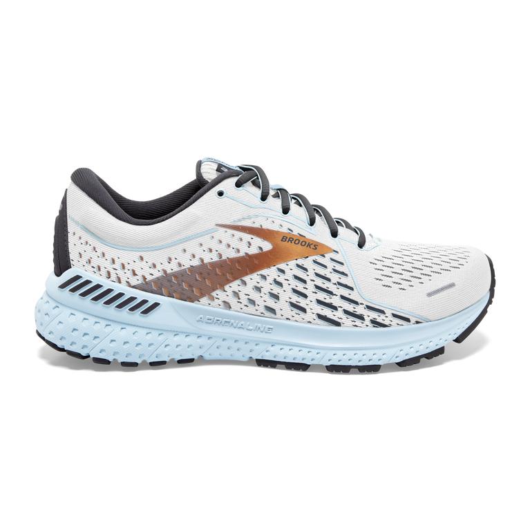 Brooks Women's Adrenaline GTS 21 Road Running Shoes - White/Alloy/Light Blue (KFPR21408)